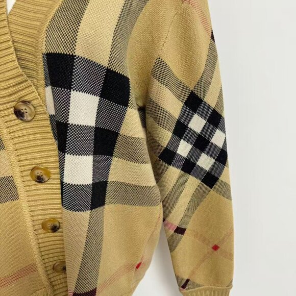 Burberry Beige Wool-Blend Check Cardigan - Picture 7 of 12